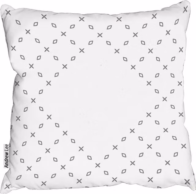 Andrew Lee Crosses Diamonds Square Cushion in White, 60 x 60 cm