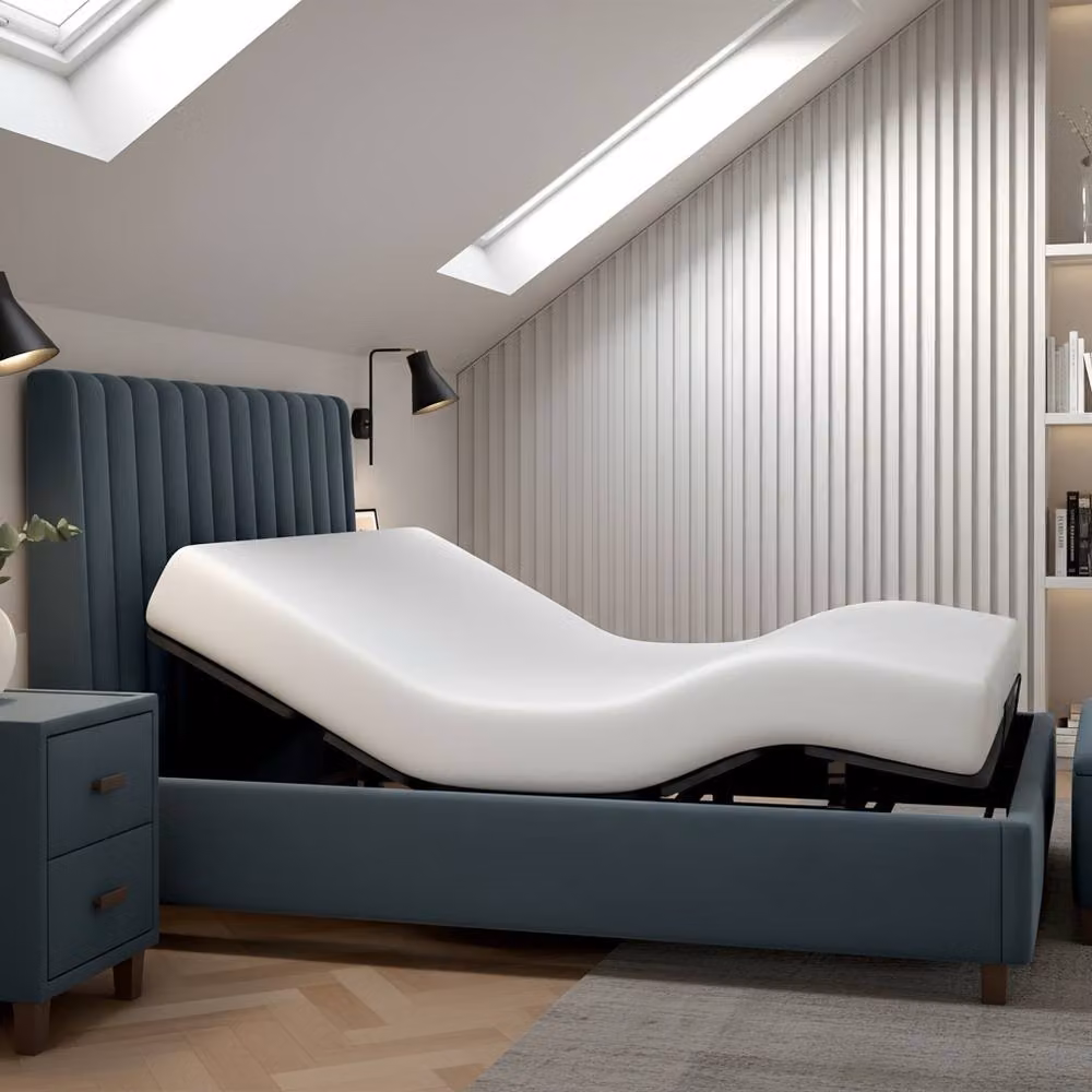 Paradise Beds Ltd Bliss Motion Electric Adjustable Bed Set in Blue Velvet, W/D/H: 180 x 200 cm – 2