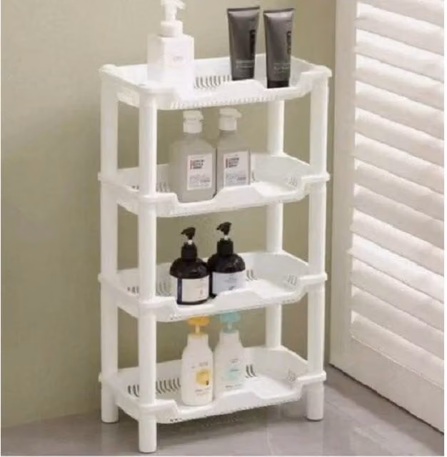 FORGEVIO White 4 Tier Corner Bathroom Shower Caddy and Freestanding Storage Shelf