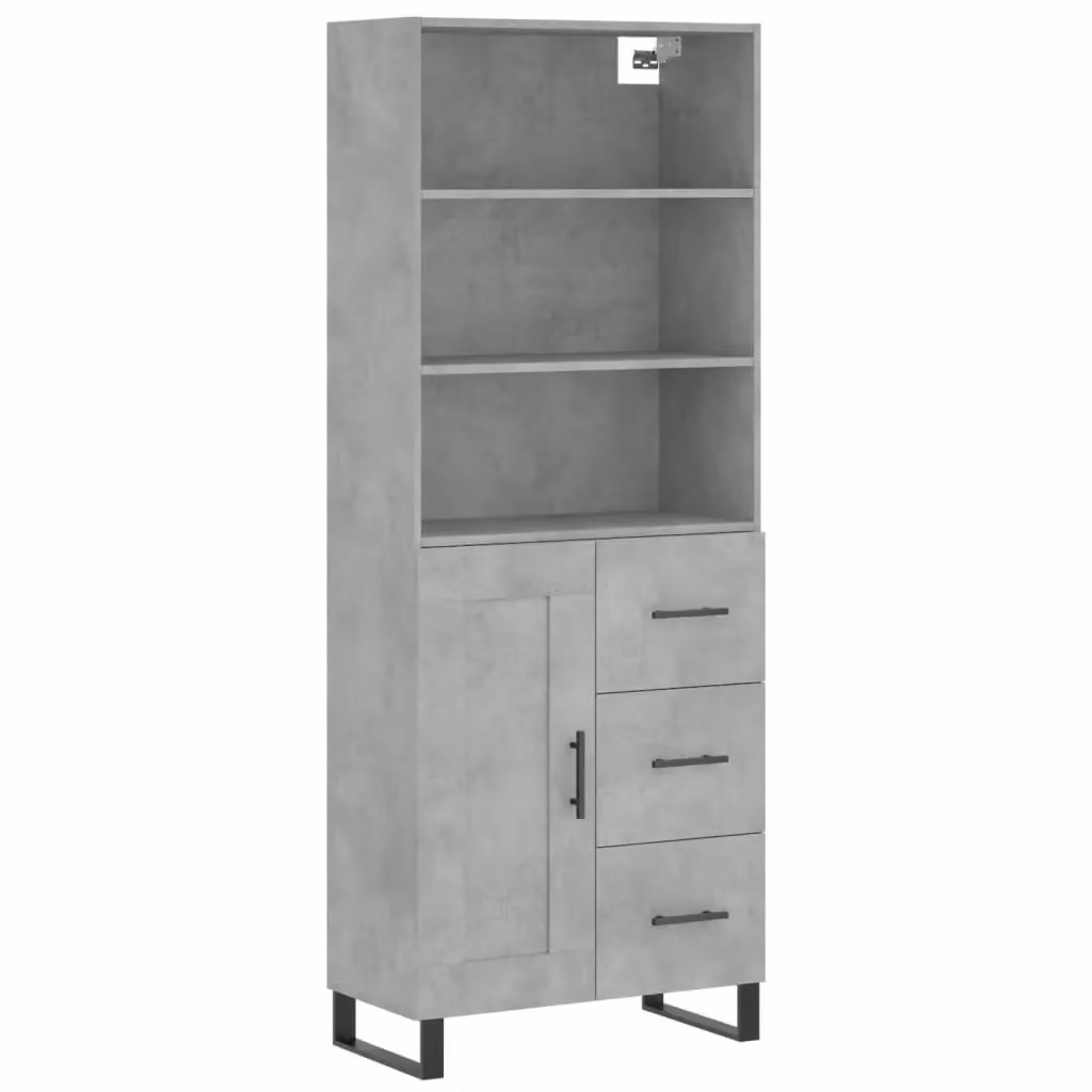 Berkfield Home Highboard in Concrete Grey, W/D/H: 69.5 x 34 x 180 cm – 2