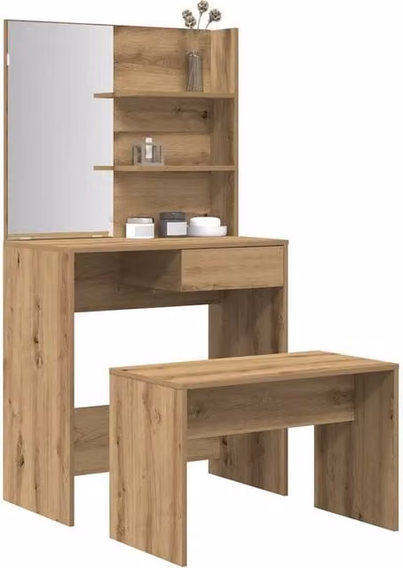 Berkfield Home Artisan Oak Dressing Table Set in Brown