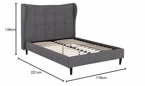 Seconique Verona King Size Upholstered Lift Up Bed in Grey Fabric, H: 221.0 cm x W: 180 x D: 200 cm – 2