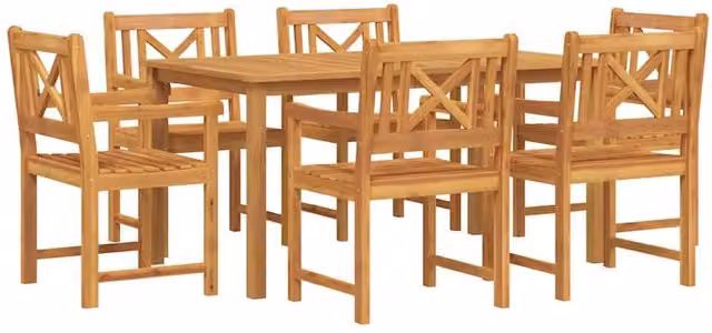 Berkfield Home 7 Piece Rustic Brown Acacia Wood Garden Dining Set