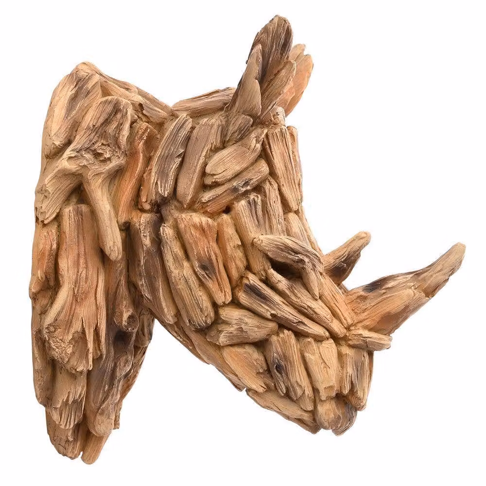 Naturecraft Rhino Head Wall Art in Brown with Rustic Driftwood Effect – 2