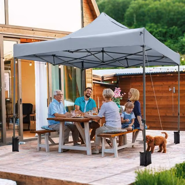 Costway Pop up Canopy Tent Gazebo Shelter in Grey, W/D: 300 x 300 cm – 1