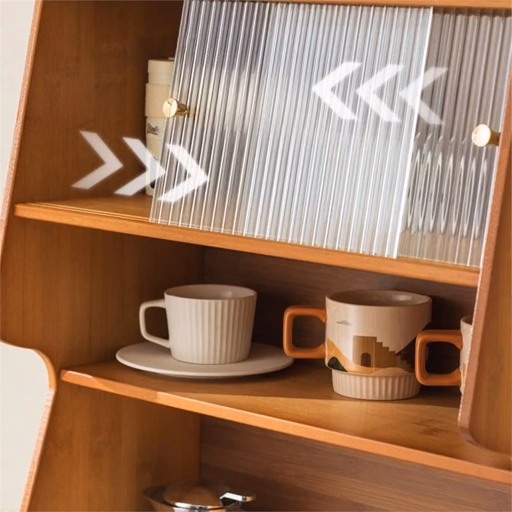 Ventryn Coffee Machine and Microwave Stand with Cup Organiser in Beige, W/D/H: 73 x 29.5 x 29.5 cm – 2