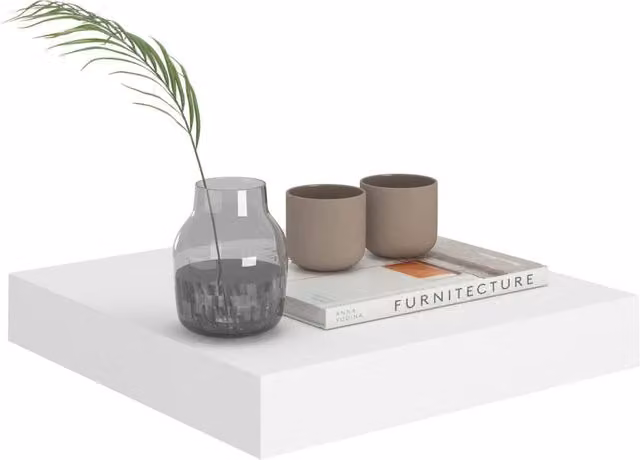 Berkfield Home Durable Floating Wall Shelves, 2 Pack, White, W/D/H: 23.5 x 23.5 x 3.8 cm