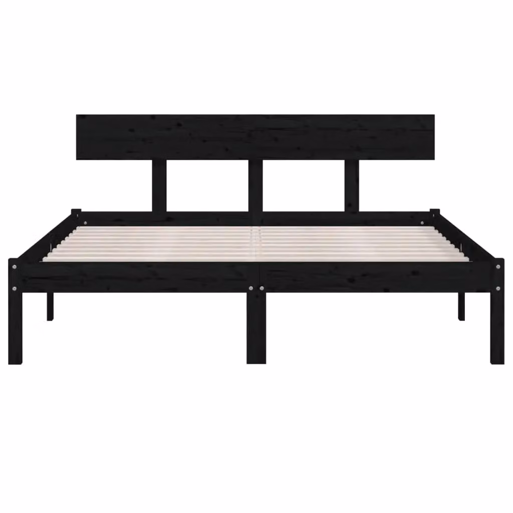 Berkfield Home Small Double Bed Frame in Black Solid Pine Wood, W/D/H: 120 x 200 cm – 3