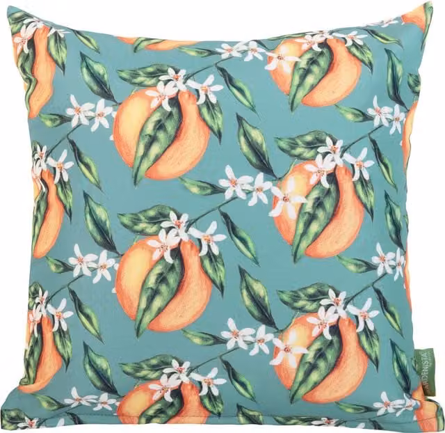 Gardenista Orange Fern Small Outdoor Scatter Cushion with Floral Print and Removable Washable Cover
