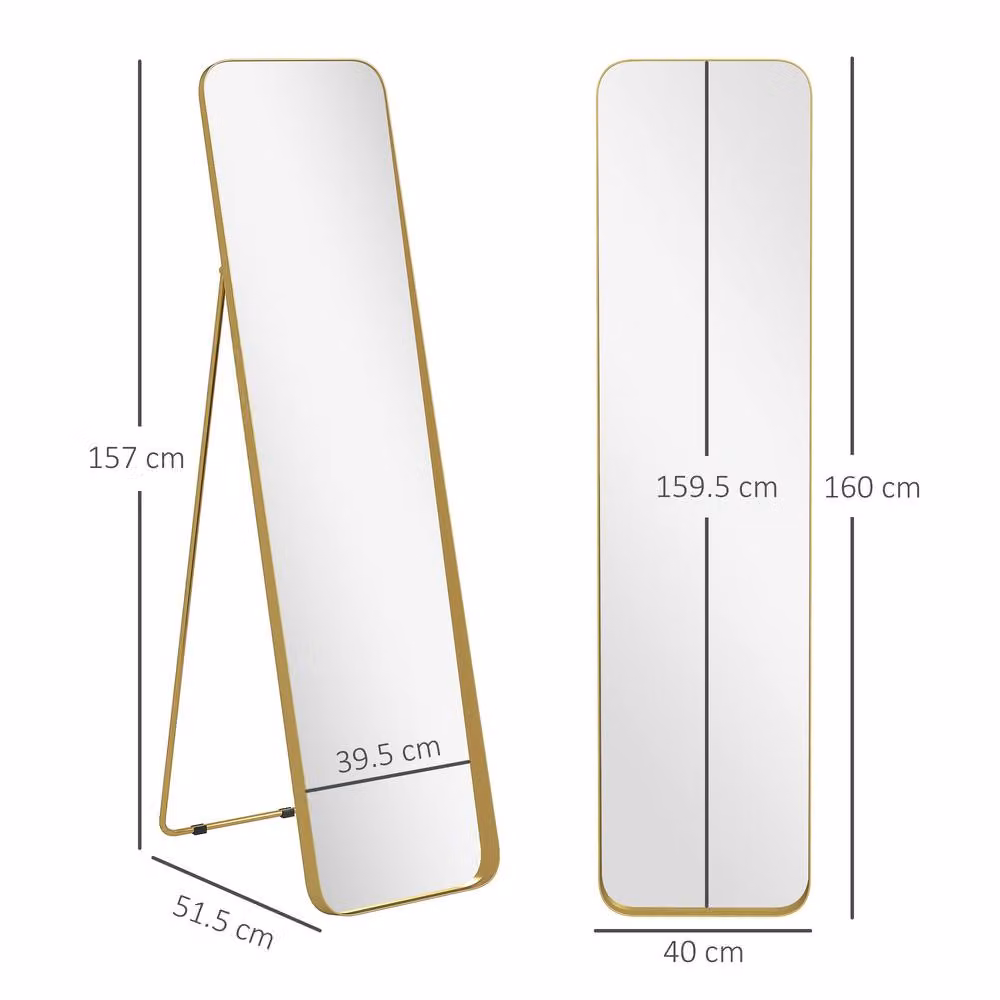 STILVORA Full Length Free Standing Rectangular Mirror in Gold, H 160 cm x W 40 cm – 3