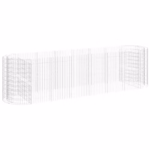 vidaXL Galvanised Steel Stone Gabion Raised Bed in Silver and Grey, W/D/H: 400 x 100 x 100 cm – 1