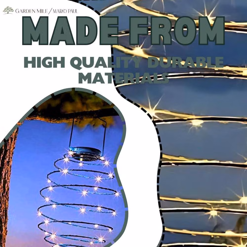 Marco Paul Solar Powered Warm White LED Copper Spiral Hanging Garden Lights – 7
