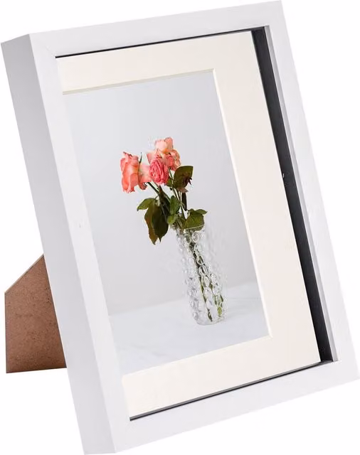 Nicola Spring Rectangular 3D Box Photo Frame in White and Yellow with Glass and Plastic, W/D/H: 25.4 x 20.32 cm