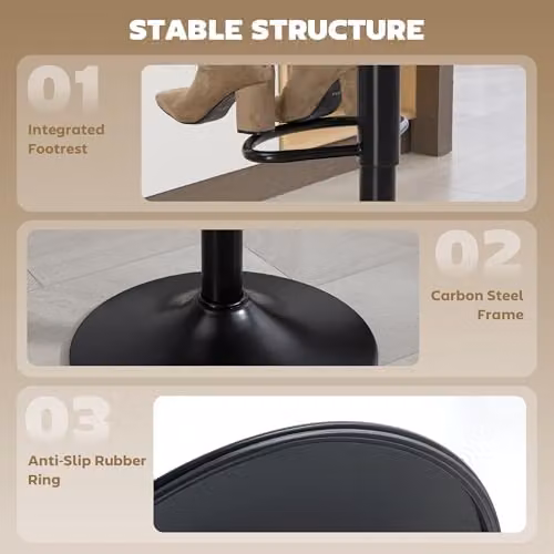 HOMCOM Set of 2 Modern Swivel Bar Stools in Grey Synthetic Leather – 5