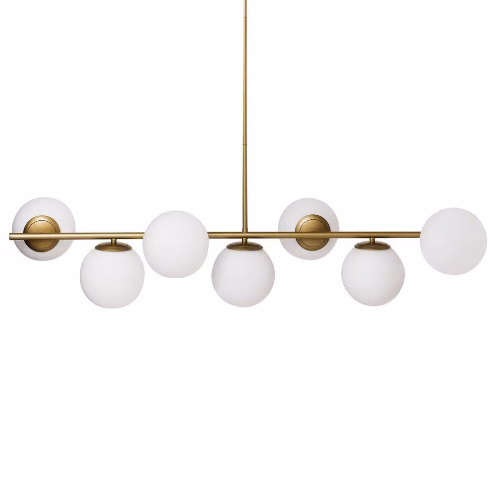 Wyld and Coco Glamour Gold Metal Ceiling Lamp with 7 White Glass Globes – 2