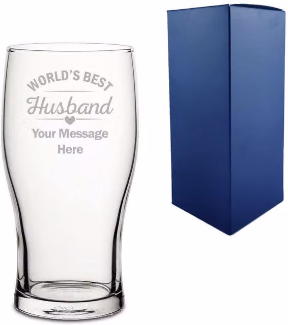 Uniqueful Personalised Worlds Best Husband Beer Glass, 570 ml, Clear