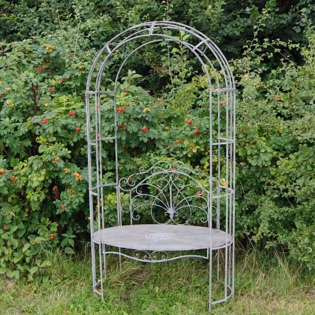 Ascalon Design Ltd Rustic Metal Arbour Bench in Grey, W: 64 cm, D: 105 cm, H: 202 cm – 2