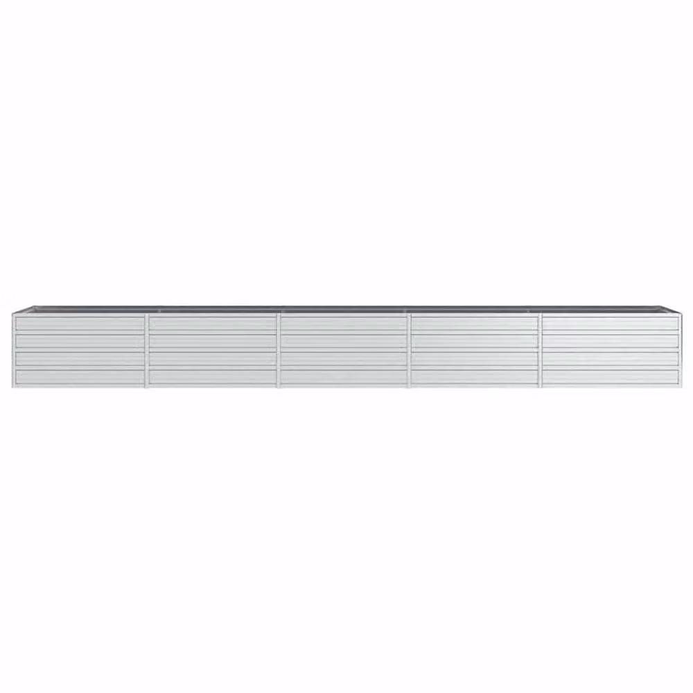Berkfield Home Garden Galvanised Steel Raised Bed, Silver, W: 400 cm, D: 80 cm, H: 45 cm