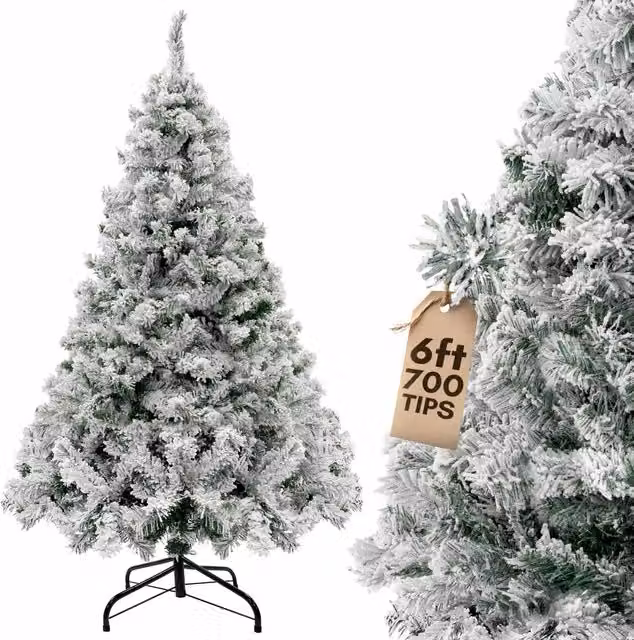 Pelle & Sol 6ft Snow Tipped Flocked Christmas Tree in White – 1
