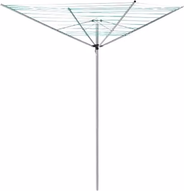 VOGREX 4-Arm 50M Heavy Duty Metal Rotary Clothes Airer with Ground Spike in Silver