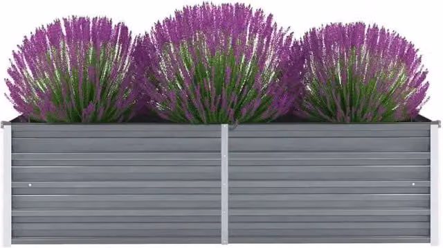 Berkfield Home Garden Galvanised Steel Raised Bed in Grey, W/D/H: 160 x 40 x 45 cm
