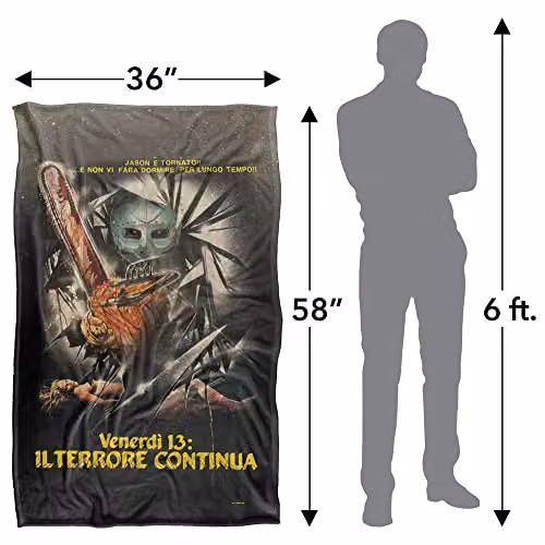 LOGOVISION Friday The 13th International Chainsaw Poster Super Soft Fleece Throw Blanket, Multicolour, W/H: 91 x 147 cm – 4