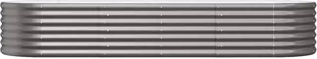 Berkfield Home Garden Grey Powder-coated Steel Raised Bed W: 224 cm, D: 80 cm, H: 36 cm