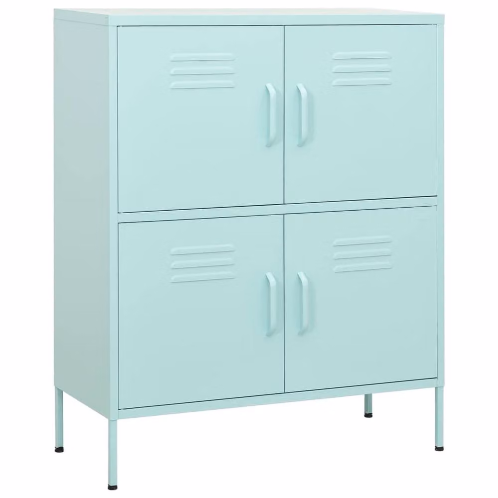 Berkfield Home Mint Green Steel Freestanding Storage Cabinet with Hinged Doors, W/D/H: 80 x 35 x 101.5 cm – 2