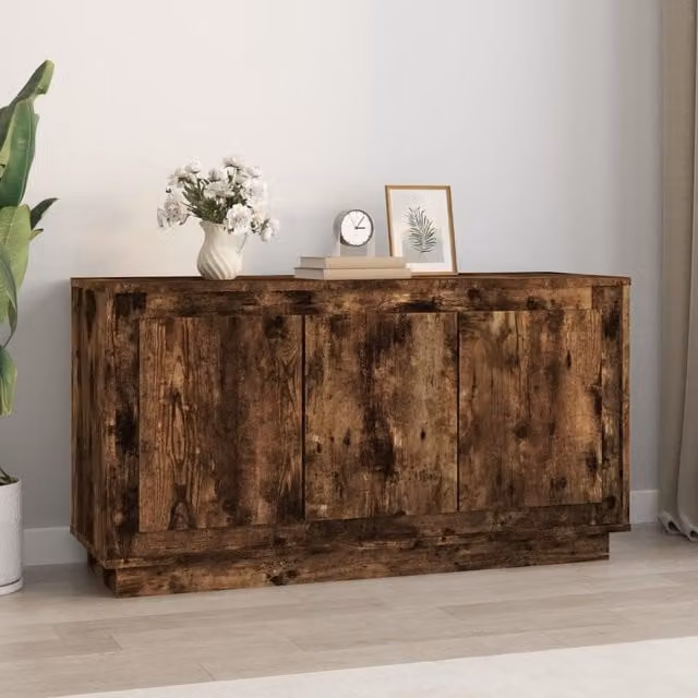 Berkfield Home Smoked Oak Sideboard in Brown, W/D/H: 102 x 35 x 55 cm – 1
