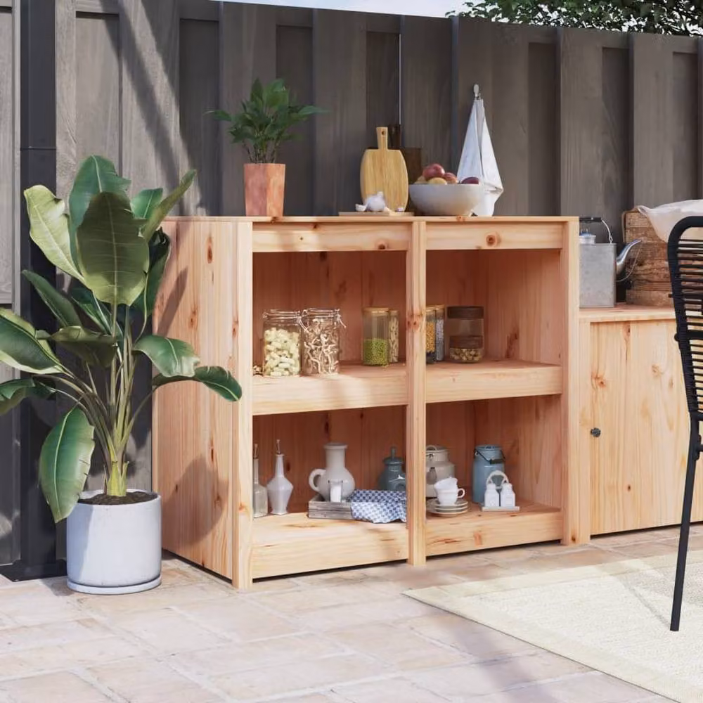 Berkfield Home Outdoor Kitchen Cabinet in Beige Solid Pine, W/D/H: 106 x 55 x 92 cm – 2