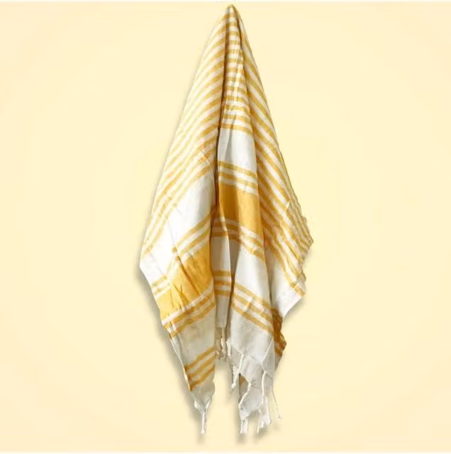 KDMD Sunrise Yellow Hamman Spa Towel, Soft Absorbent Cotton Blend, W: 90 cm, L: 170 cm