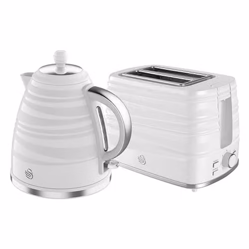 Swan Symphony Kitchen Set White 1.7L Kettle and 2 Slice Toaster Twin Pack – 2
