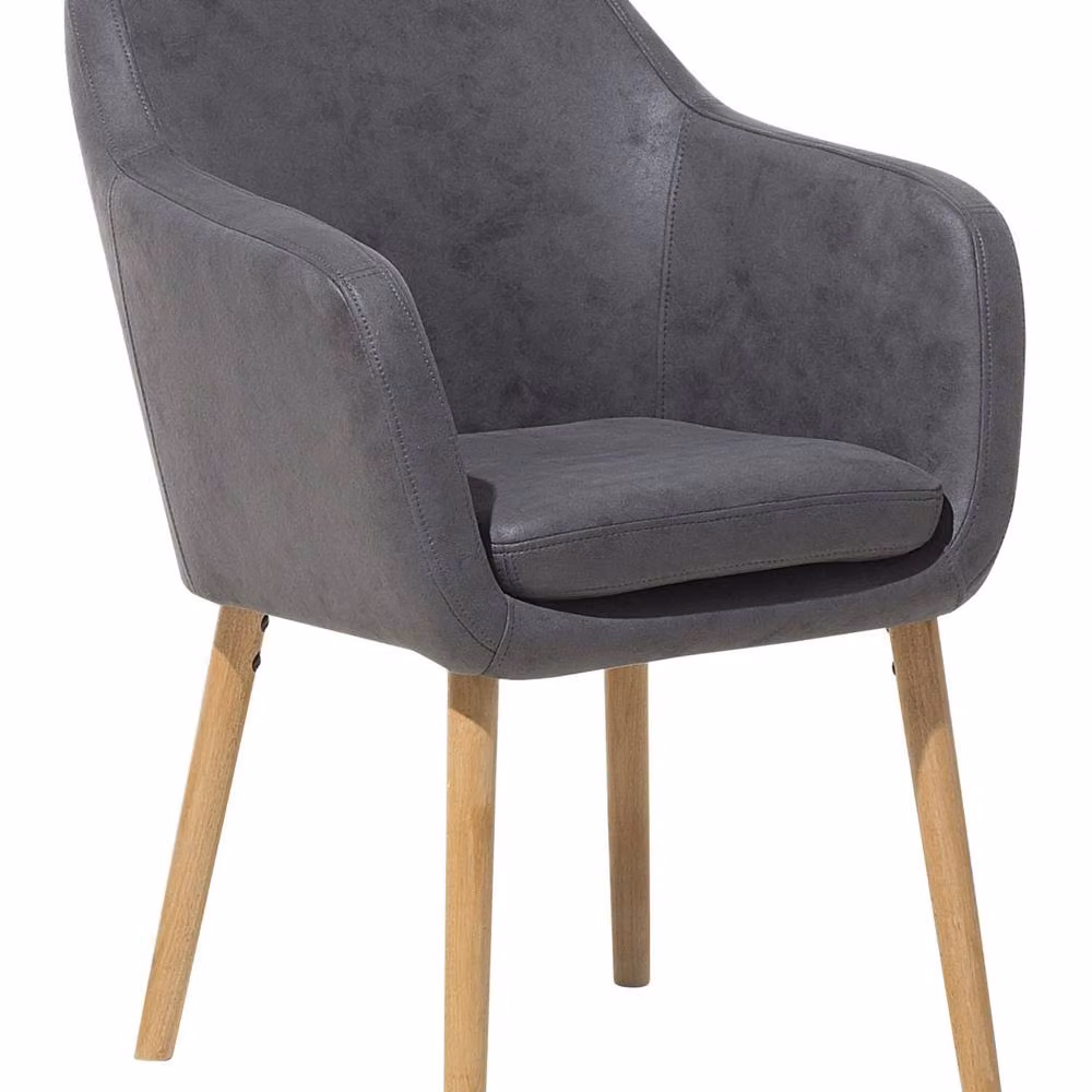 Wyld and Coco Mid-Century Dining Chair in Grey Faux Leather with Beechwood Legs – 2