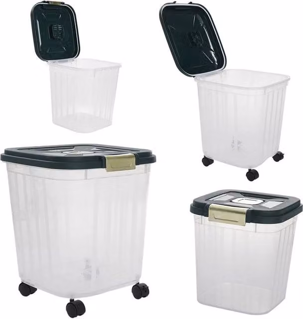 FLAVORA Airtight and Leakproof Plastic Dry Food Storage Bin, Clear, W: 100 cm, D: 100 cm