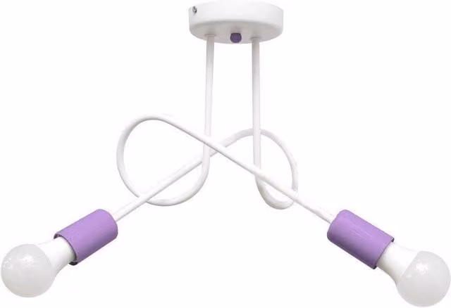 Netlighting Oxford Multi Arm Semi Flush Ceiling Light in White and Purple, Diameter: 38 cm