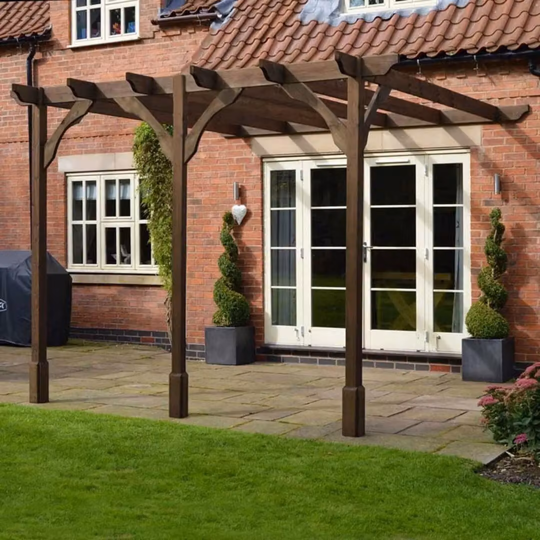 Rutland County Garden Furniture Ltd Wall Mounted Premium Lean-to Pergola, Brown, W: 660 cm, D: 420 cm, H: 270 cm – 3