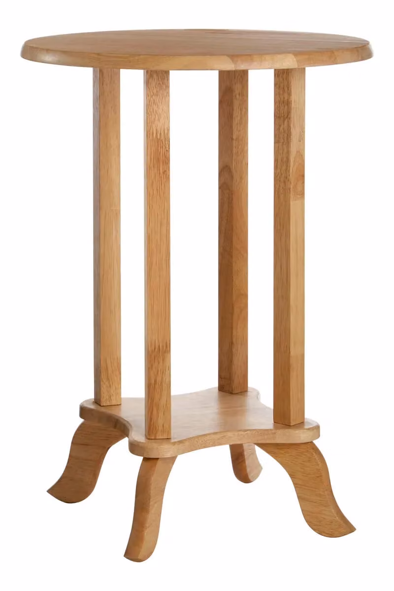 Orsina Round Rubberwood Side Table in Sand – 3