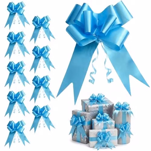 Shatchi 60pcs Pale Blue Pull Bows for Gift Wrapping and Party Decorations – 1