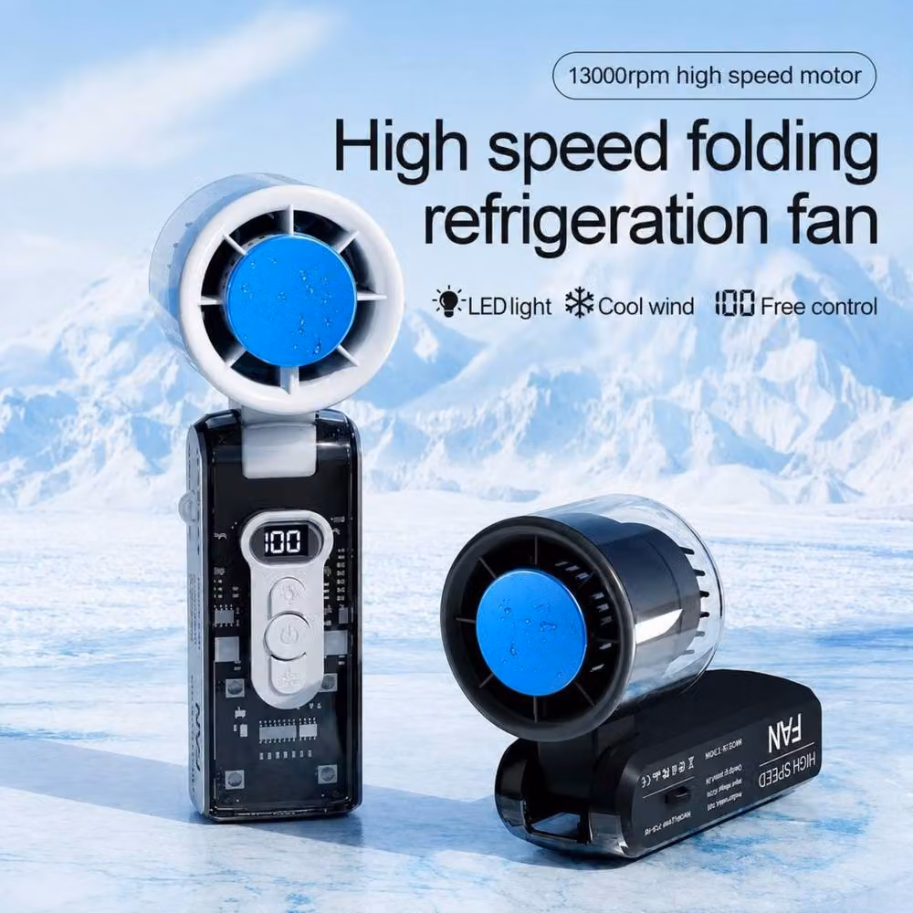 Dyzi Ice Cooling Folding Fan, USB Rechargeable, Black – 4