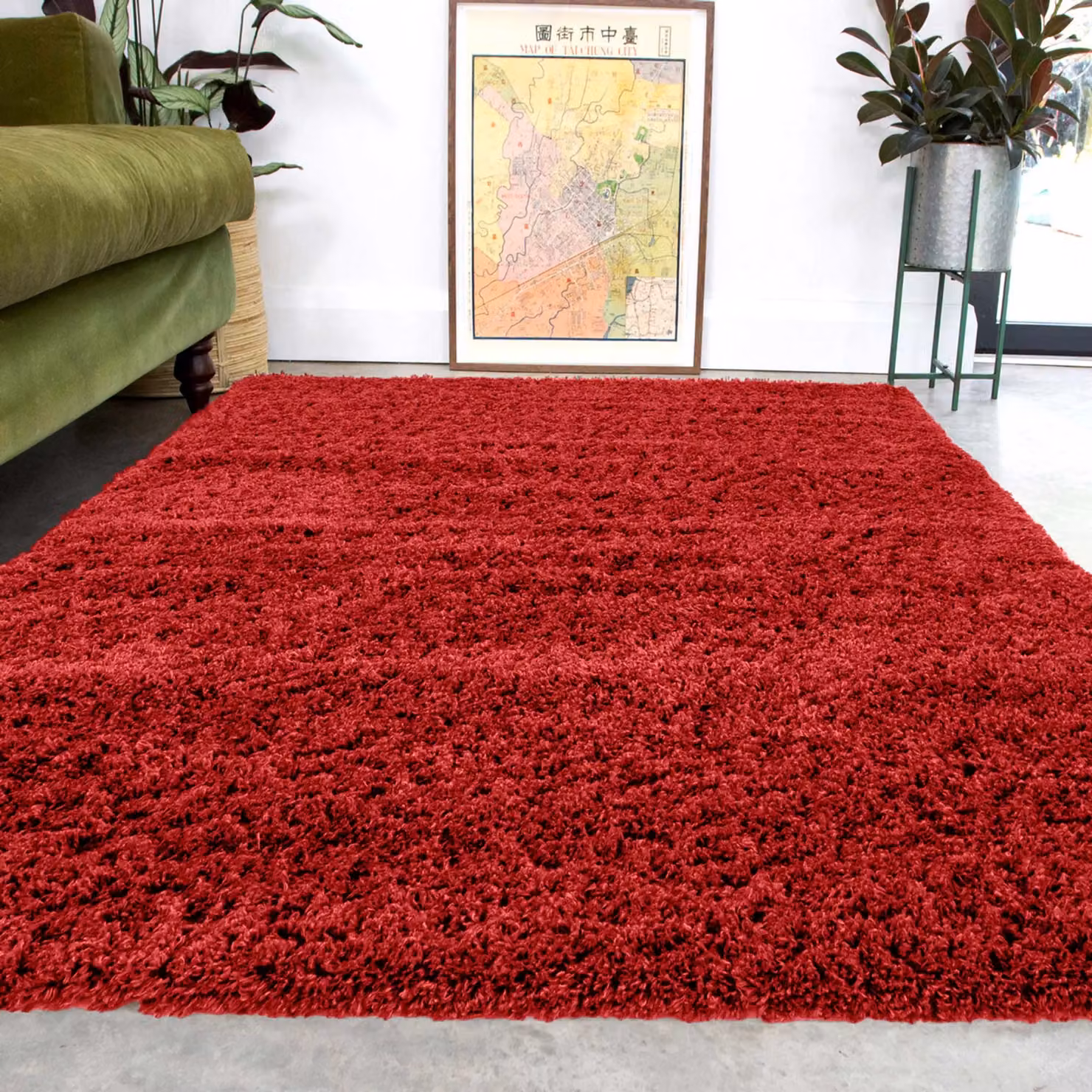 Kukoon Extra Large Fluffy Shaggy Soft Living Room Area Rug in Red, W: 240 cm, D: 330 cm – 1