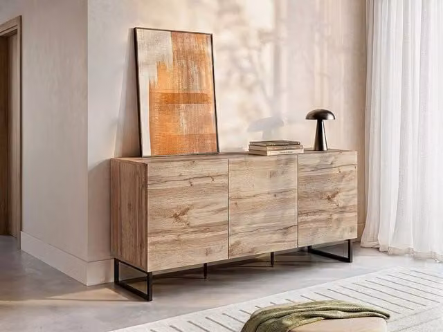 Vente-unique CEVANIA 3-Door Scandinavian Buffet in Light Oak