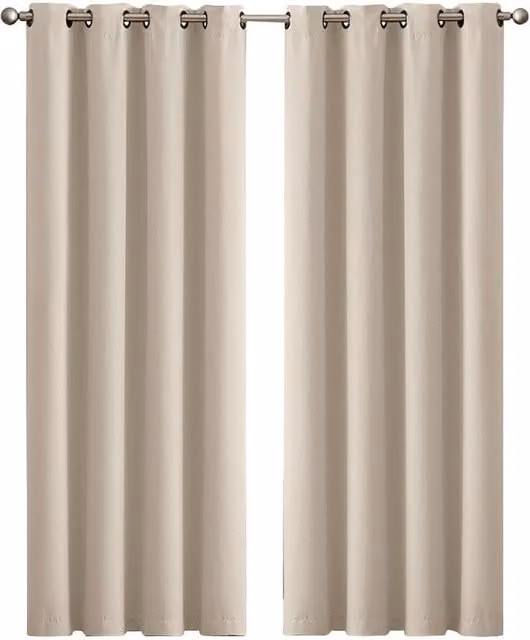 Marlow Beige Blackout Eyelet Curtains, Pair, Width: 167 cm, Drop: 137 cm