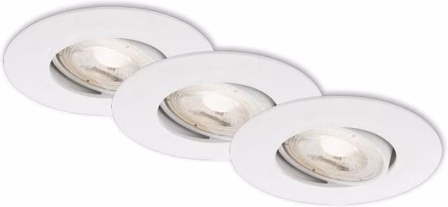 Briloner Set of 3 White Adjustable Recessed LED Ceiling Lights, 5W Warm White, D: 90 mm, H: 24 mm