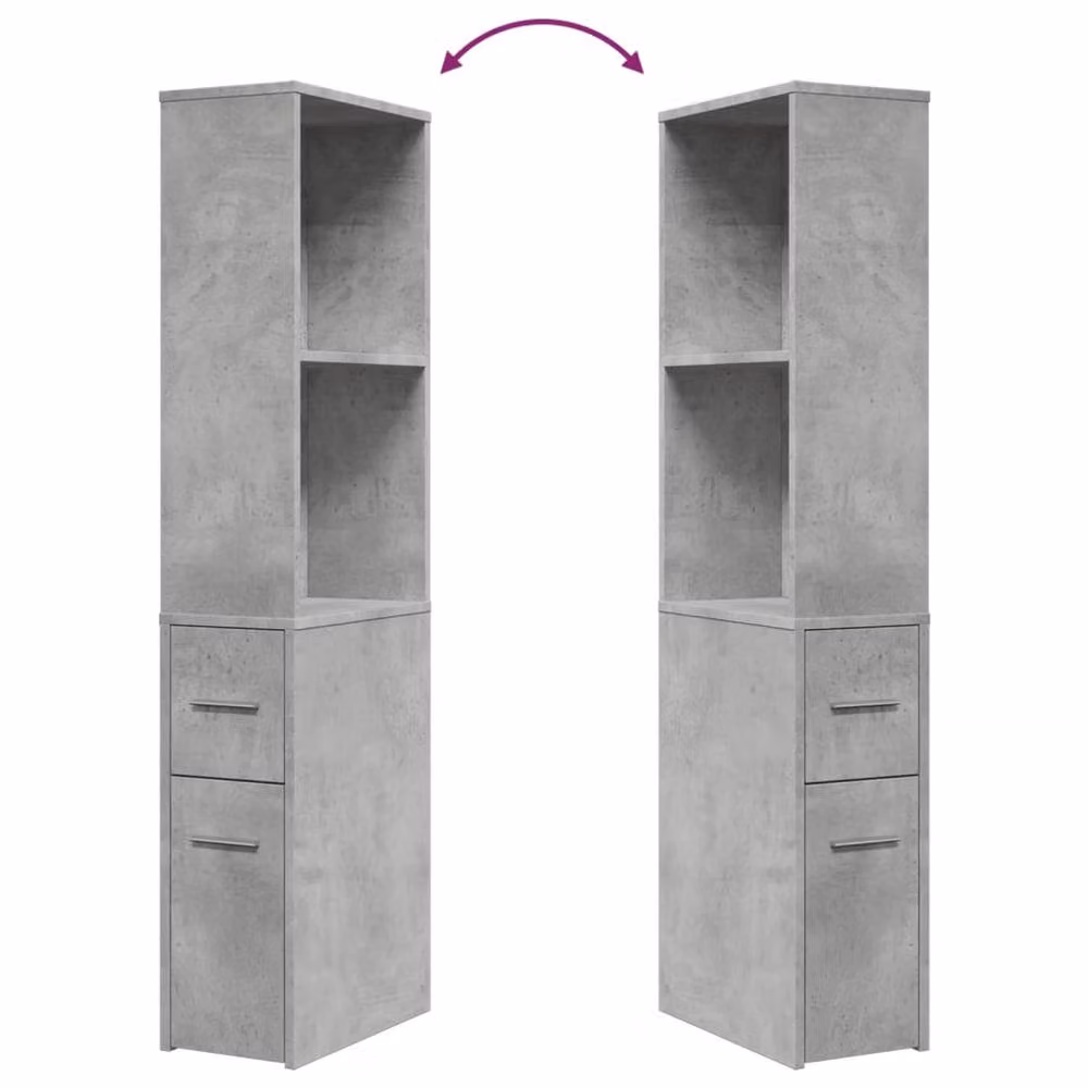 Berkfield Home Narrow Bathroom Cupboard with Wheels, Concrete Grey, H 135 x W 41 x D 22 cm – 2