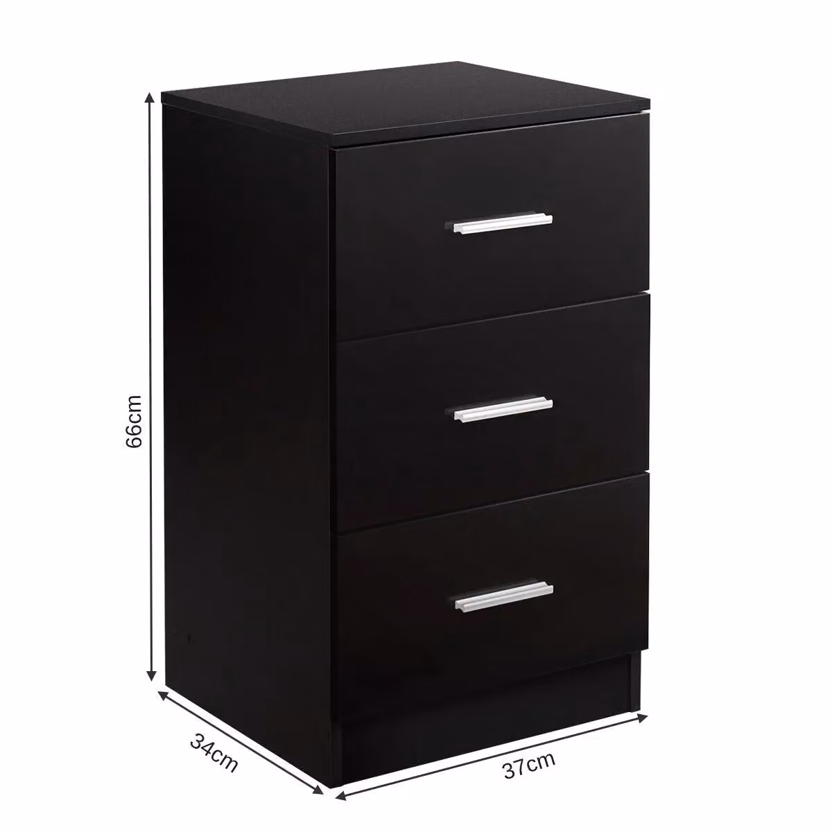 Gymax Modern 3-Drawer Nightstand Chest of Drawers in Black – 2