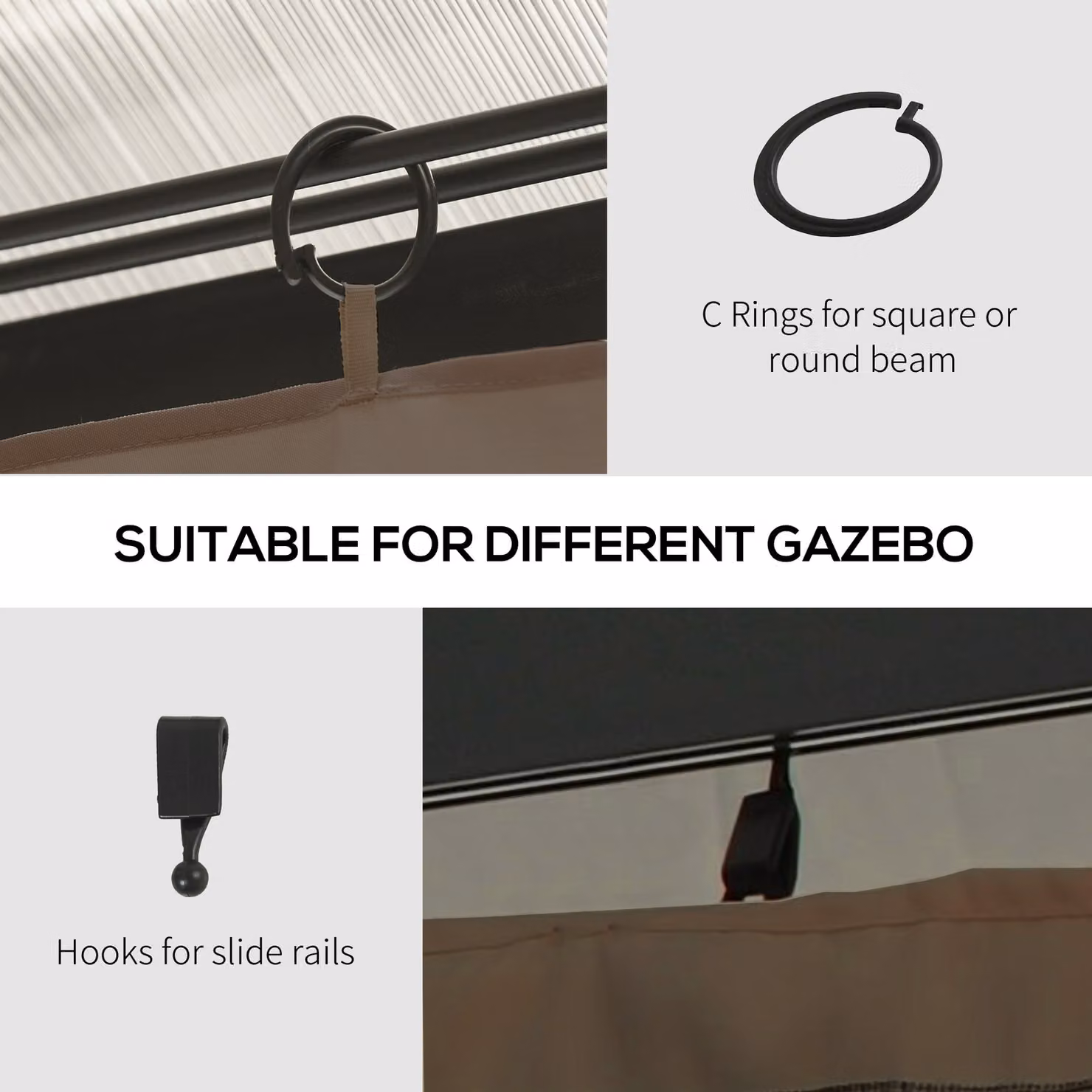 Outsunny Set of Four Polyester Gazebo Replacement Walls in Dark Brown for 3 x 4m Gazebos – 5