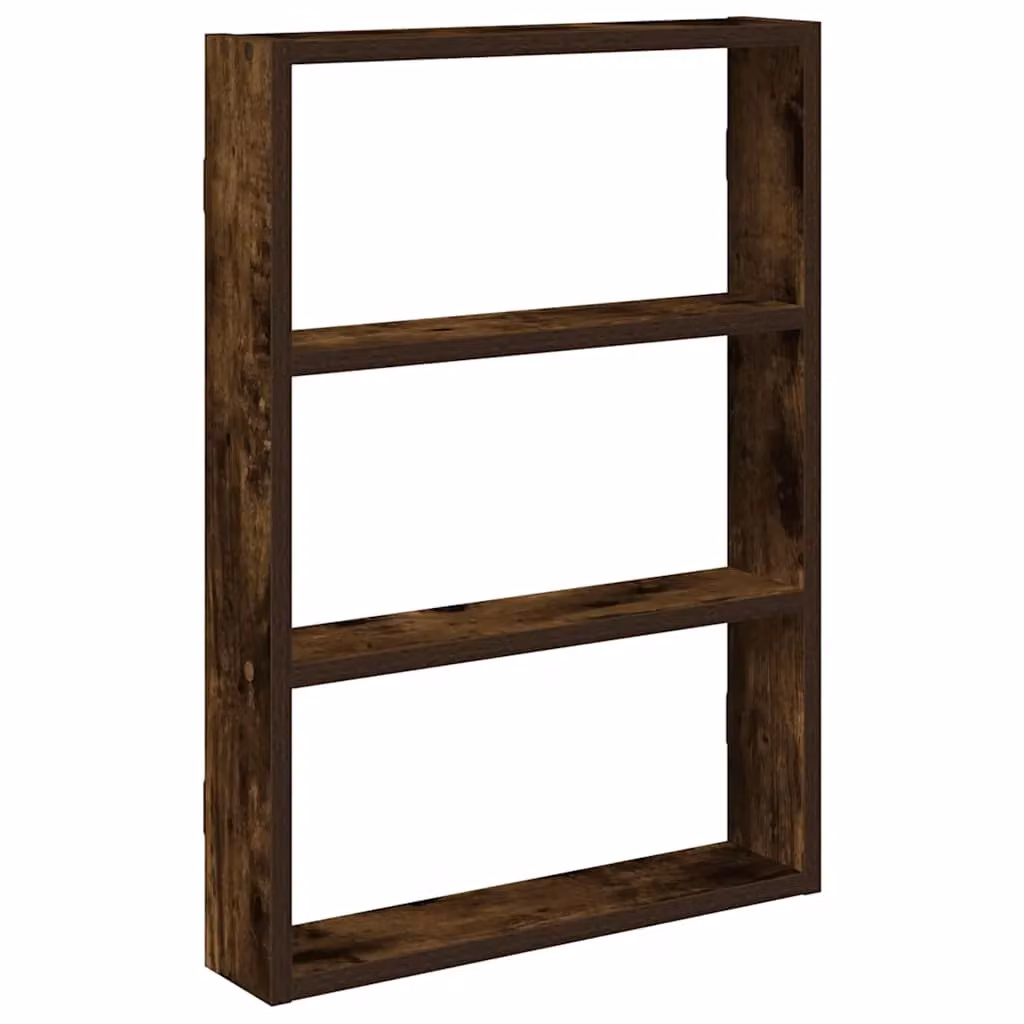 Berkfield Home Wall Mounted Smoked Oak Shelf in Brown, W/D/H: 60 x 43 x 9 cm – 2