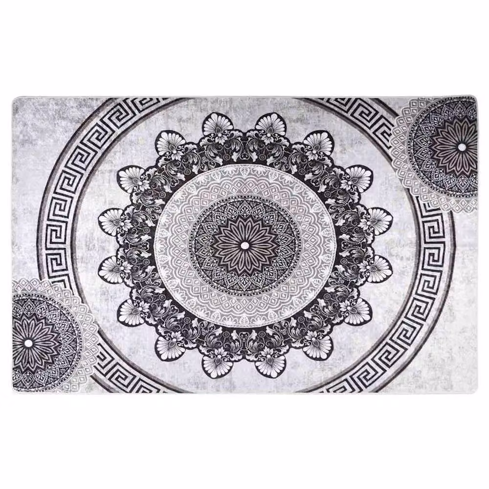 Berkfield Home Washable Multicolour Anti Slip Boho Ornament Rug, Diameter: 100 cm