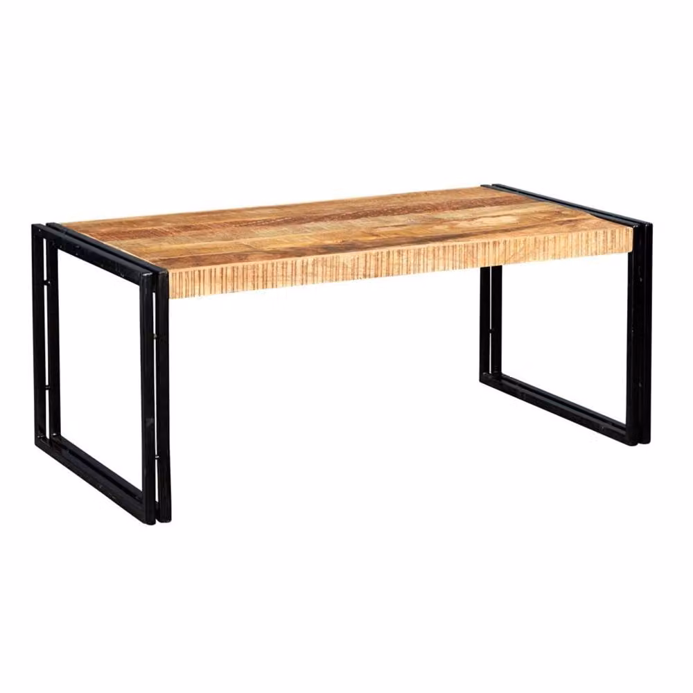 Wyld Haus Toivakka Industrial Reclaimed Wood and Metal Large Rectangular Coffee Table in Brown – 2