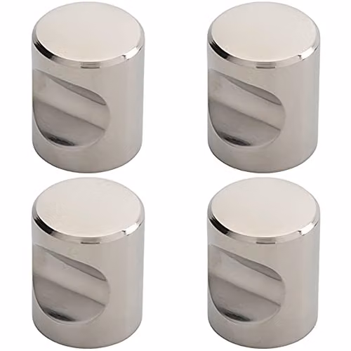 Loops 4 Pack Polished Stainless Steel Cylindrical Cupboard Door Knobs, Silver